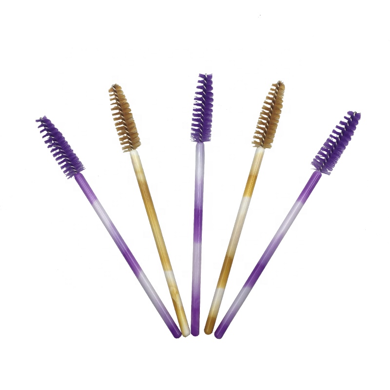 Wholesale Purple Disposable Eyebrow Brush Single Ended Nylon Spoolie Eyelash Cleaning Brush For Permanent Makeup Accessories